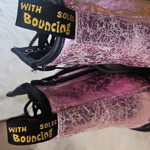 Dr Martens Pink Glitter Combat Boots - Picture 6 of 6